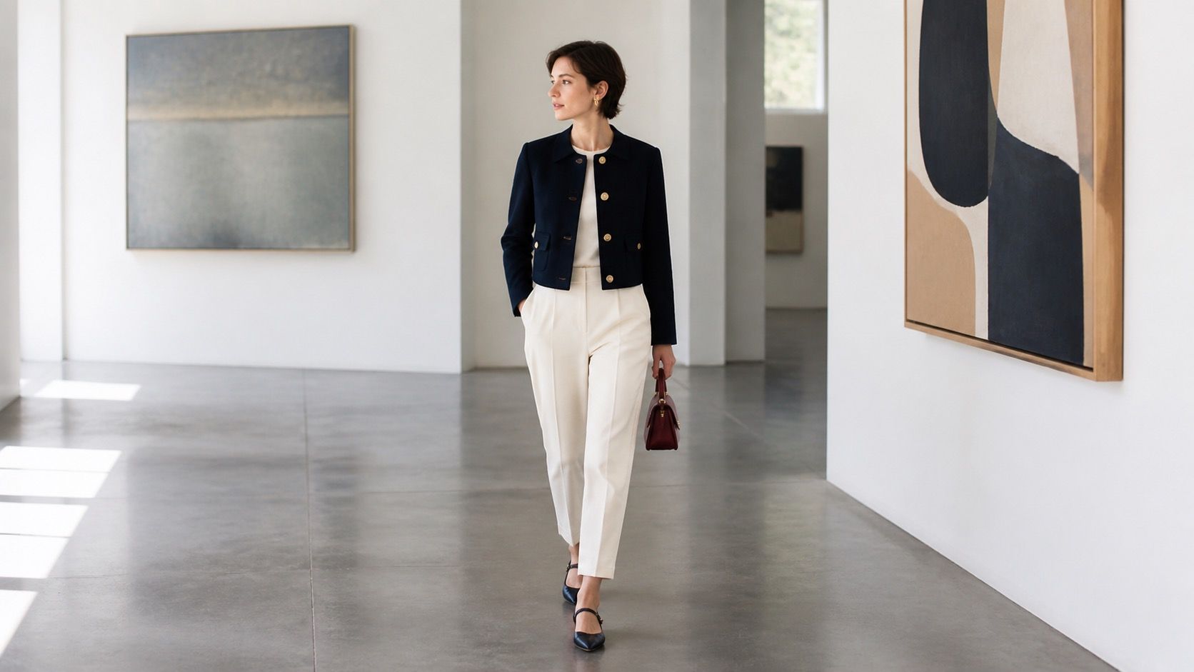 Cropped jacket with playful color contrast
